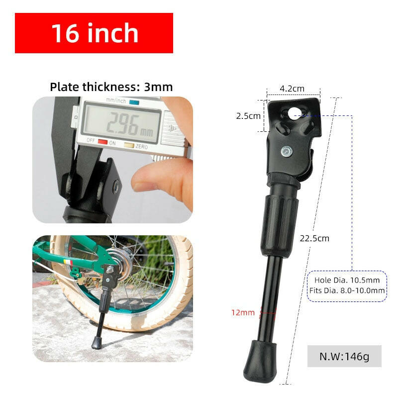 Kids Bike Kickstand Parking Stand Foot Brace Children Bicycle Side Support 12/14/16/18/20 Inch-WAYBIKER
