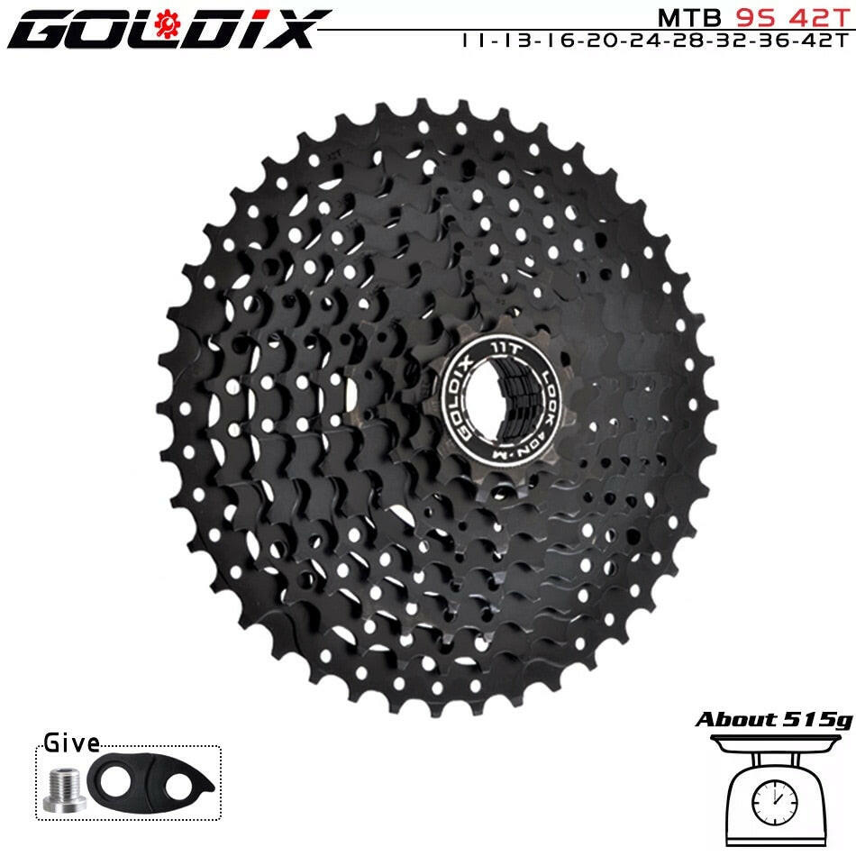 GOLDIX Black MTB Cassete 8/9/10/11/12 Speed 40/42/46/50/50T K7 8/9/10/11/12v Bicycle Freewheel Bicycle Sprocket for Shimano/SRAM-WAYBIKER