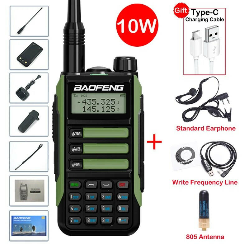 2023 Baofeng UV-16 MAX Walkie Talkie 10 KM Military 10W Powerful Waterproof VHF UHF CB Ham Dual Band Two Way Radio USB-C Charger-WAYBIKER