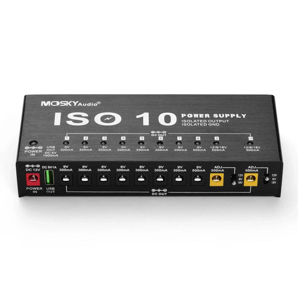Portable Guitar Effect Power Supply Station 10 Isolated DC Outputs & One 5V USB Output for 9V 12V 18V Guitar Effects-WAYBIKER