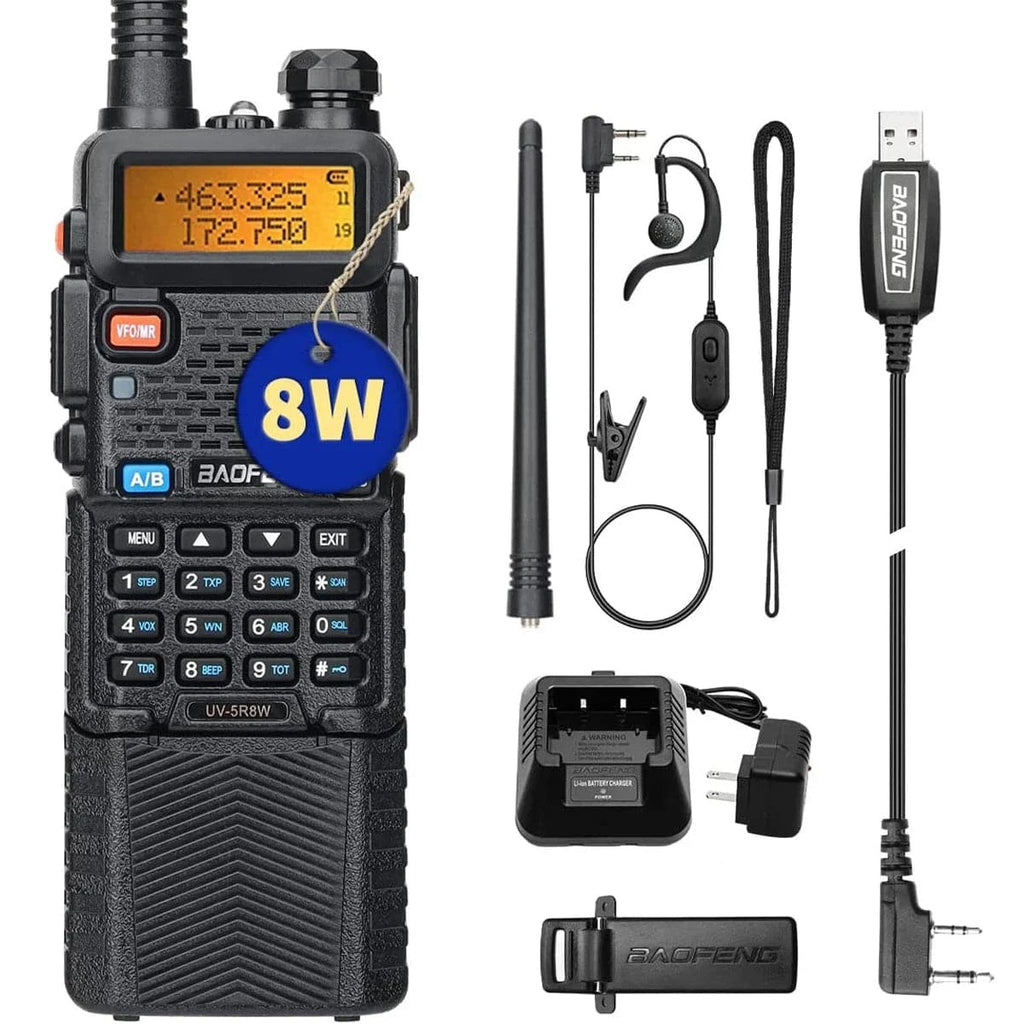 BAOFENG UV-5R 8W/5W 3800mAh High Power Ham Radio VHF&UHF Portable Two Way Radio Long Range Rechargeable Handheld Radio CB Radio-WAYBIKER