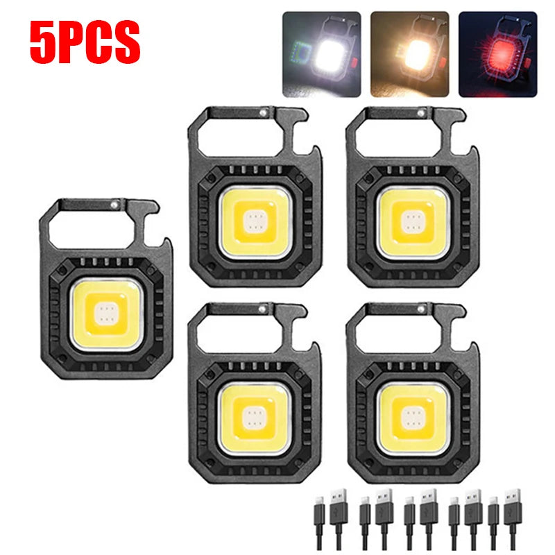 Multifunctional Mini COB LED Working Light USB Rechargeable Portable Flashlight KeychainTorch Outdoor Camping Lantern-WAYBIKER