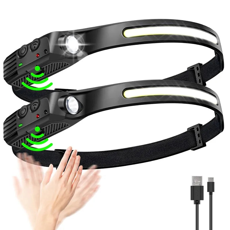 LED Sensor Headlamp Camping Search Light Head Flashlight Rechargeable Powerful Lamp Front Lanterns Headlights 6 Styles-WAYBIKER