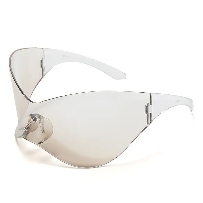 Cycling Oversized Y2K Punk Rimless Sunglasses Women Men Brand Designer Hip Hop Sport One Piece Sun Glasses Shades Goggles-WAYBIKER