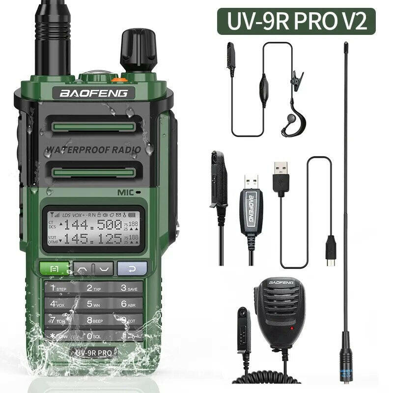 2023 Baofeng UV-9R Pro V1 V2 Waterproof IP68 16KM Walkie Talkie Type-C Charger UHF VHF Long Range UV-5R Upgrade Ham CB Radio-WAYBIKER