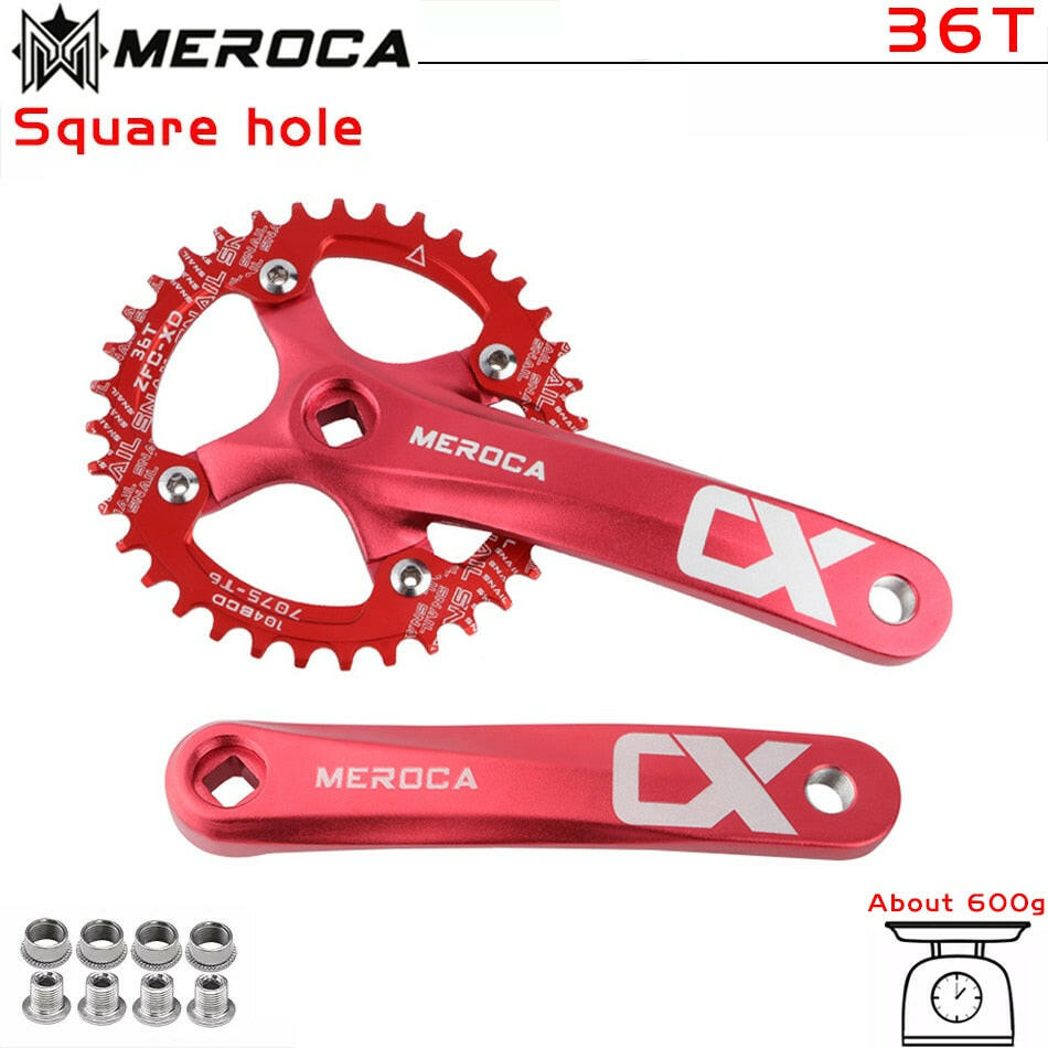 MEROCA Bicycle Crank Chainwheel 104BCD MTB Bike Crankset Aluminum Alloy with Bottom 170mm Crank Black 32/34/36/38/40/42T Plate-WAYBIKER