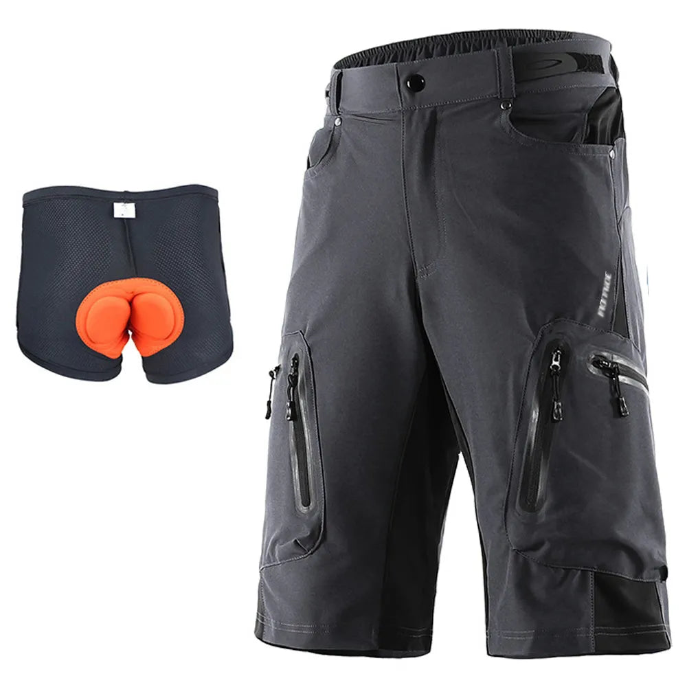 ARSUXEO Men's Cycling Shorts Loose Fit MTB Shorts Mountain Bike Outdoor Mountain Bike Shorts Hiking Downhill Bicycle Pants-WAYBIKER