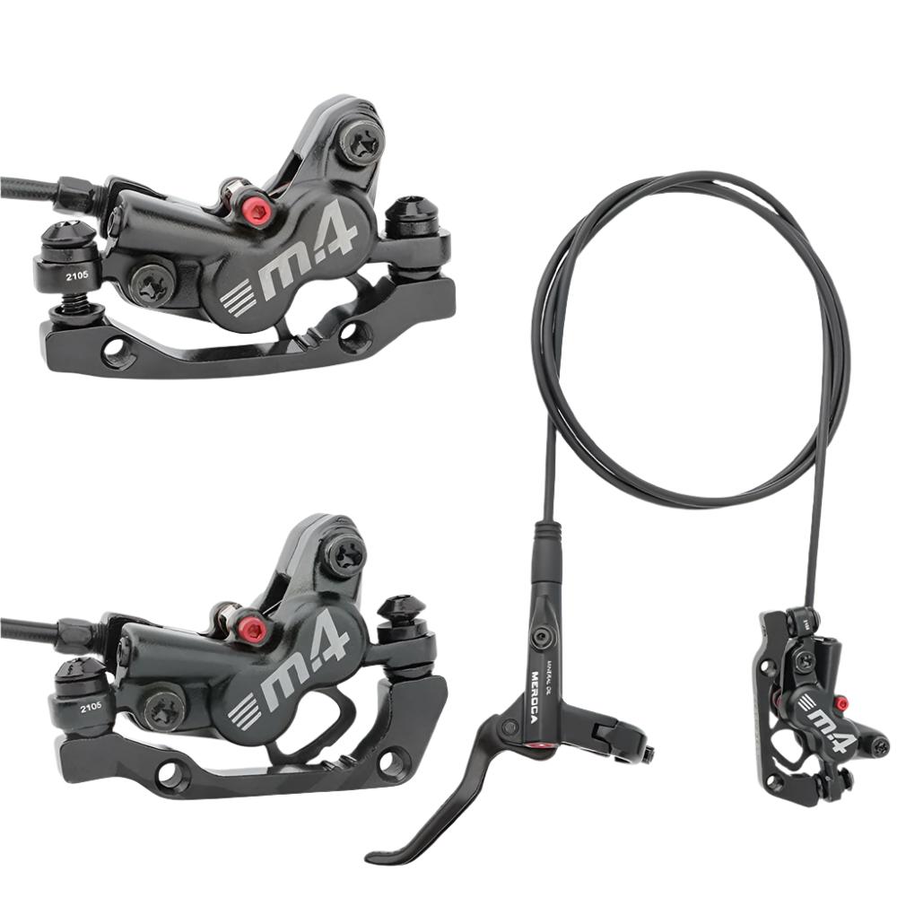 MTB Bike Hydraulic 4 Piston Disc Brake Oil Pressure Caliper Clamp Brake Resin Brake Pads 800/1400 for Bicycle AM Enduro E4 ZEE
