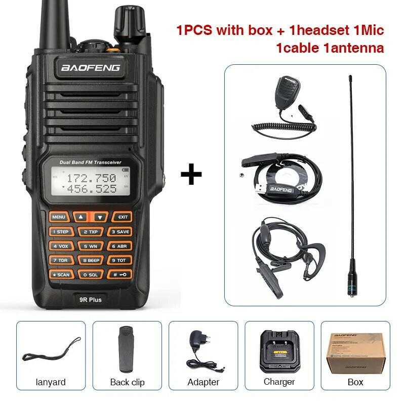 Baofeng UV-9R Pro IP68 Waterproof  Walkie Talkie Dual Band 16KM S22 Radio VHF UHF CB Ham Radio UV-9R Plus Portable Two Way Radio-WAYBIKER