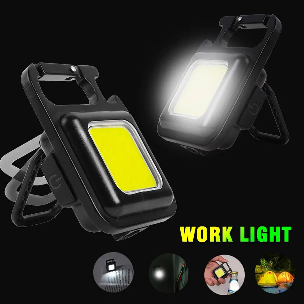 Mini LED Flashlight Work Light Portable Pocket Flashlight Keychains USB Rechargeable Outdoor Waterproof Camping Small Key Light-WAYBIKER