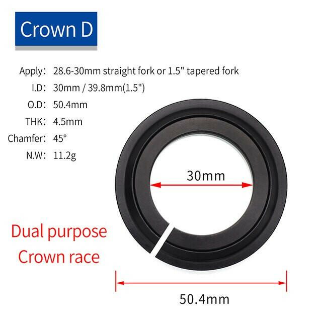 1Pcs Bicycle Fork Crown 45 Degree MTB Road Bike Headset Base Ring Spacer 28.6mm 39.8mm For 1.5 inch 1 1/8 Fork 52mm 54mm Headset-WAYBIKER
