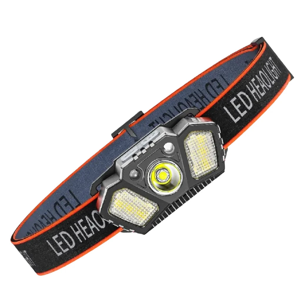 Portable Headlamp with Wave Sensor 5 Modes XPE+COB LED Red Caution Light USB Rechargeable Head Lamp For Fishing Camping Hiking-WAYBIKER