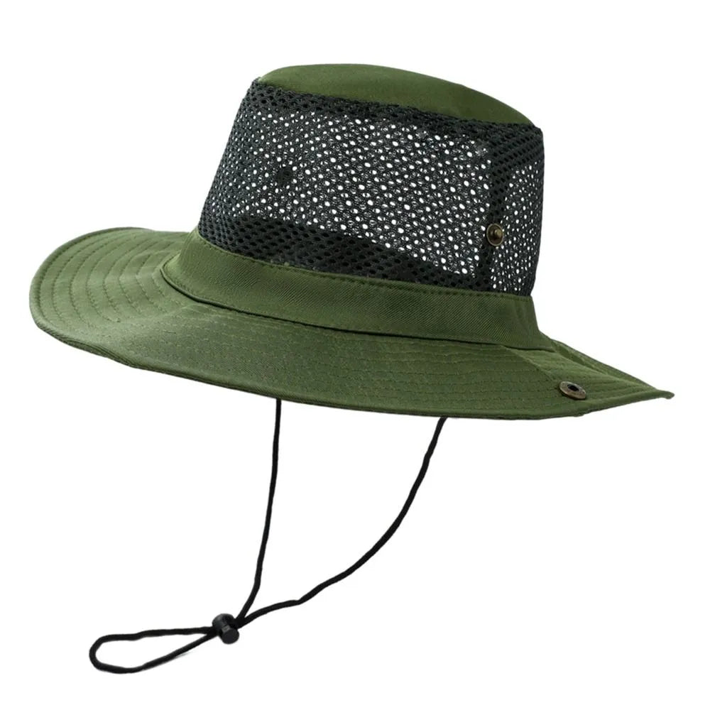 Outdoor Breathable Mesh Camouflage Bucket Hat Sun Protection Hunting Fishing Hiking Cap-WAYBIKER