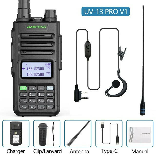 Baofeng UV-13 PRO Ham Radio 16 KM Long Range Distance Dual Band 999 Channel Type-C Charging Walkie Talkie Upgrade UV-5R UV-10R-WAYBIKER