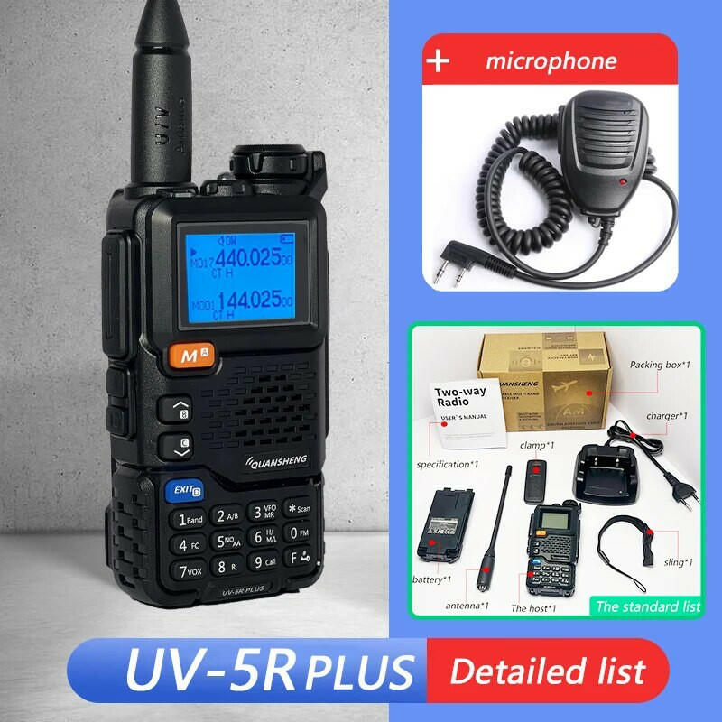 Quansheng UV-5R PLUS Walkie Talkie 5W Air Band Radio  Charge UHF VHF DTMF FM Scrambler NOAA Wireless Frequency Two Way CB Radio-WAYBIKER