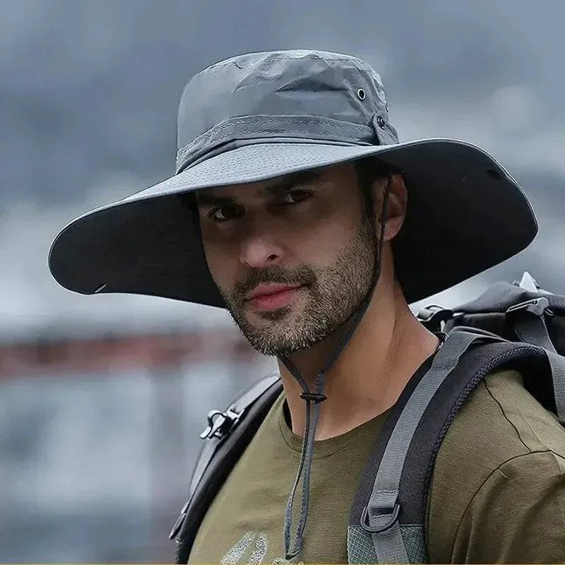 New Sun Protection Fishing Hat Summer Breathable Mesh Camping Hiking Caps Anti-UV Sun Hat Mountaineering Caps Men's Panama Hat-WAYBIKER