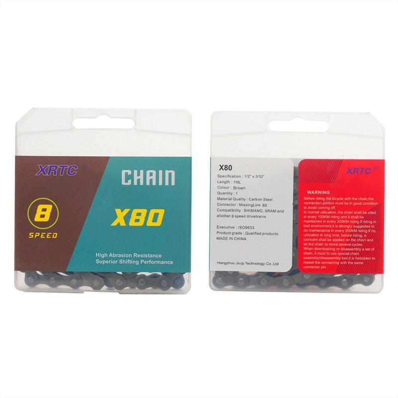 XRTC 6,7,8/9/10 Speed 116 Links Bicycle Chains (1/2x3/32-Inch,1/2x11/128-Inch/) Compatible with 8S,9S-WAYBIKER
