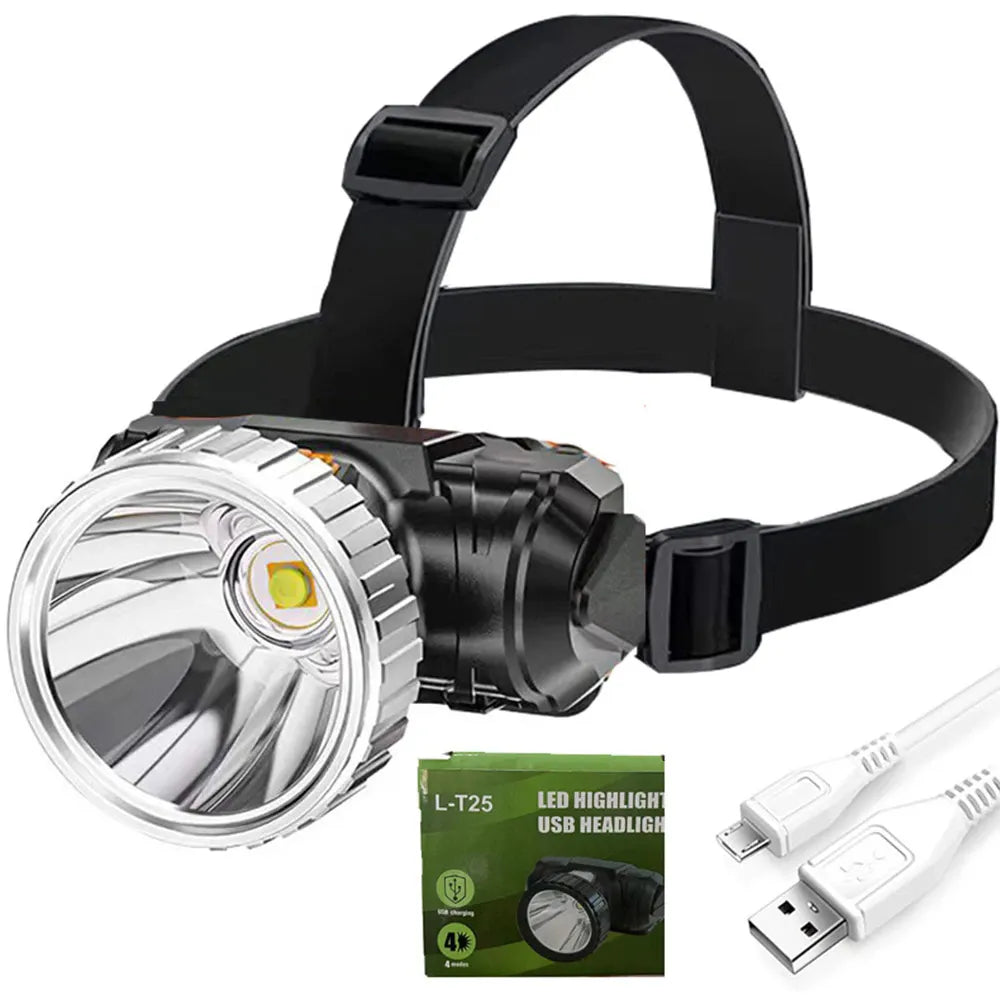 Super Bright Flashlight Light Usb Rechargeable Headlamp Waterproof Outdoor Camping Fishing Head 3 Lighting Mode Led Headlamp-WAYBIKER