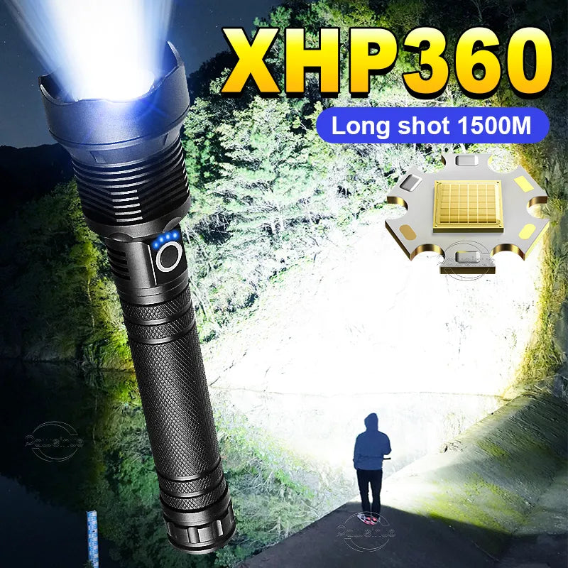 Super High Power XHP 360 Ultra Powerful Rechargeable Strong  Flashlight Led Usb Charging Led Lanterna Hand Torch 18650/26650-WAYBIKER