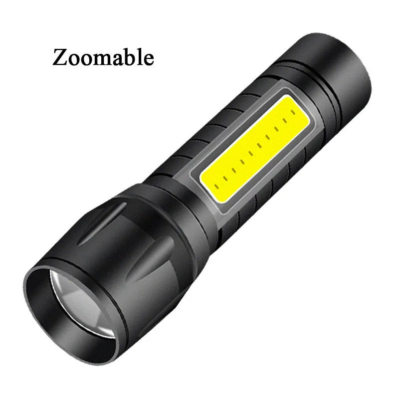 Built In Battery XP-G Q5 LED Zoom Focus Mini Led Flashlight Torch Lamp Torch Lantern Adjustable Penlight Waterproof Flashlamp-WAYBIKER