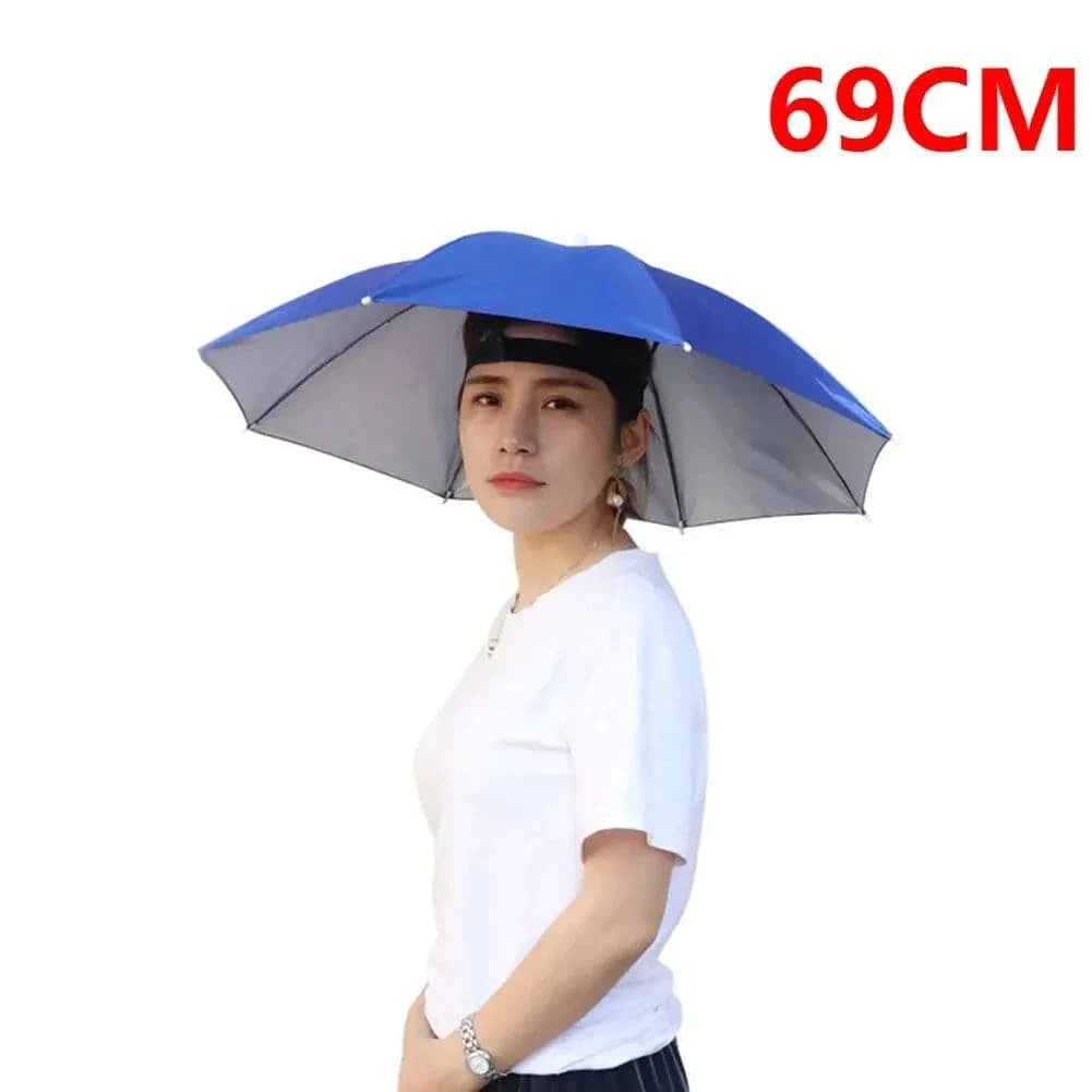 Foldable Outdoor Umbrella Hat Women Men Fishing Double Layer Headwear Sun Cap Camping Fishing Headwear Cap Beach Head Hats-WAYBIKER