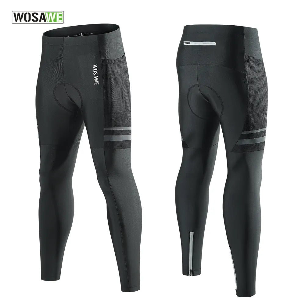 WOSAWE Men's Cycling Pants Quick-drying Stretch Breathable MTB Bicycle Tights Silicone Cushioned Outdoor Road Bike Long Pants-WAYBIKER