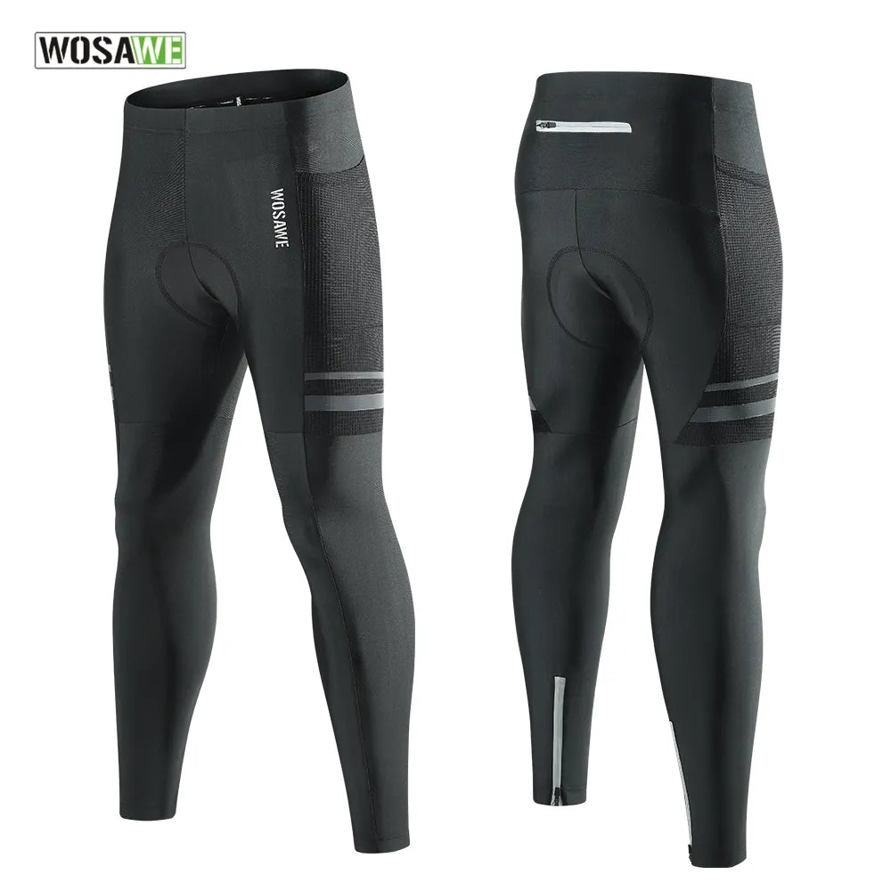 WOSAWE Men's Cycling Pants Quick-drying Stretch Breathable MTB Bicycle Tights Silicone Cushioned Outdoor Road Bike Long Pants