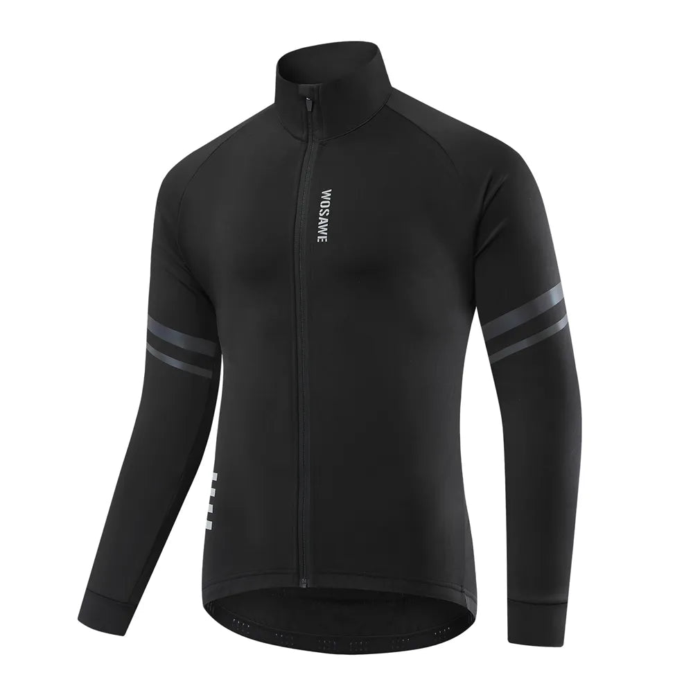 WOSAWE Winter Cycling Jacket Thermal Fleece Clothing Coat Water repellent Windproof Reflective Cycling Jersey Men Sportswear-WAYBIKER