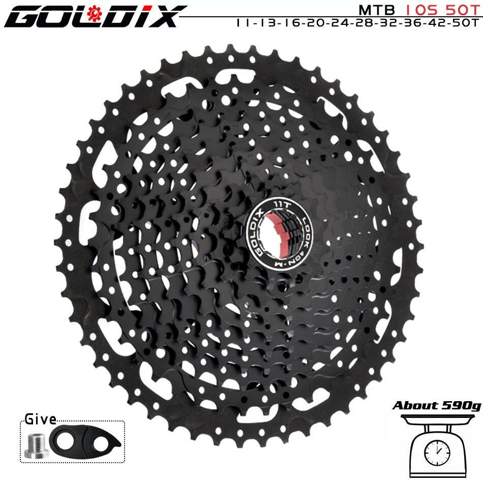 GOLDIX Black MTB Cassete 8/9/10/11/12 Speed 40/42/46/50/50T K7 8/9/10/11/12v Bicycle Freewheel Bicycle Sprocket for Shimano/SRAM-WAYBIKER