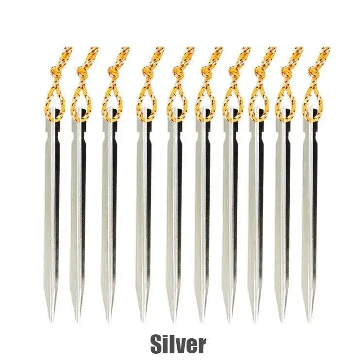 10Pcs/lot 18cm Aluminum Alloy Tent Takes Pegs Heavy Duty Travel Outdoor Camping Accessories Tarp Ultralight Nails Ground Peg-WAYBIKER