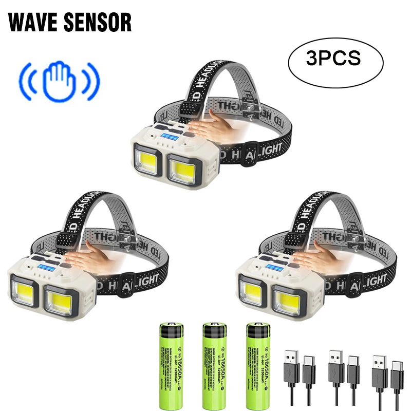 Powerful  LED Headlamp Torch USB Rechargeable Flashlight Headlight Waterproof Head Light Camping Fishing Mining Light Lamp Torch-WAYBIKER