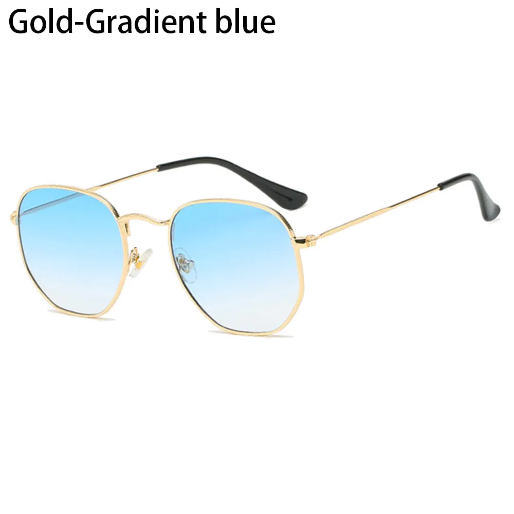 Small Square Sunglasses for Men and Women Polygon Mirrored Lens Sun Glasses Driving Eyewear Fashion Metal Frame Glasses UV400-WAYBIKER