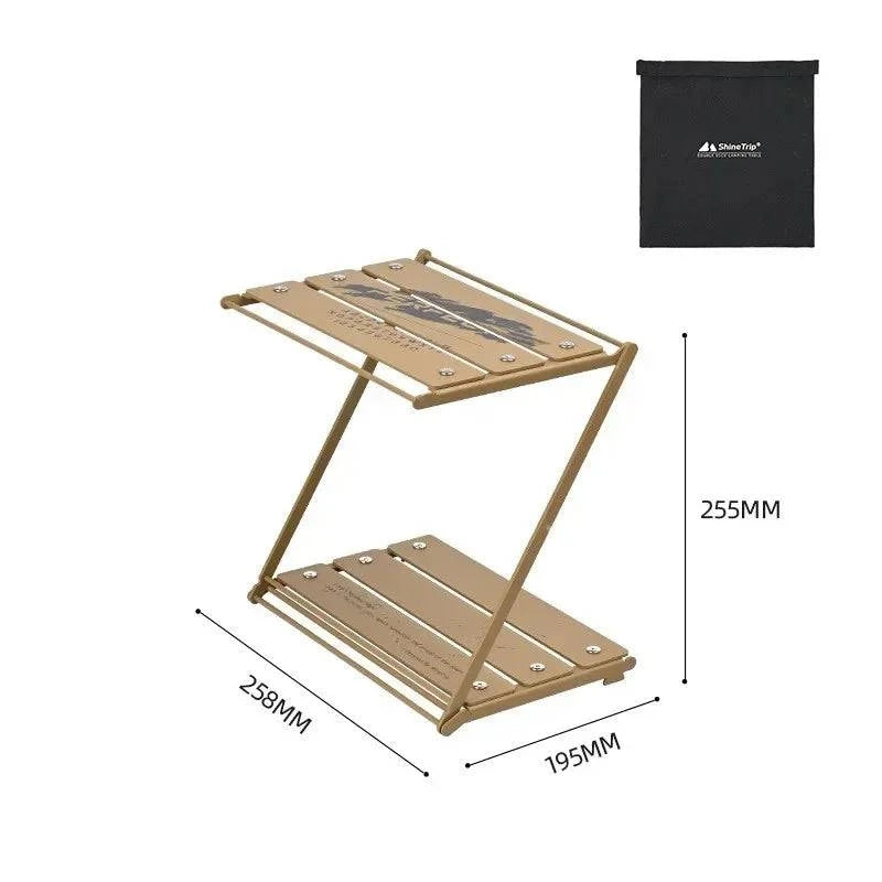 ShineTrip Outdoor Camping Desktop Folding Shelf Aluminium Alloy Portable Multi-Layer Camping Multi-Functional Storage Z-Table-WAYBIKER