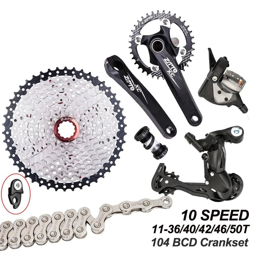 1x10 Speed MTB Derailleurs Shifter Groupset Bike Crankset 11-50T Cassette Flywheel 10 Speed Chain for MTB Mountain Bike-WAYBIKER