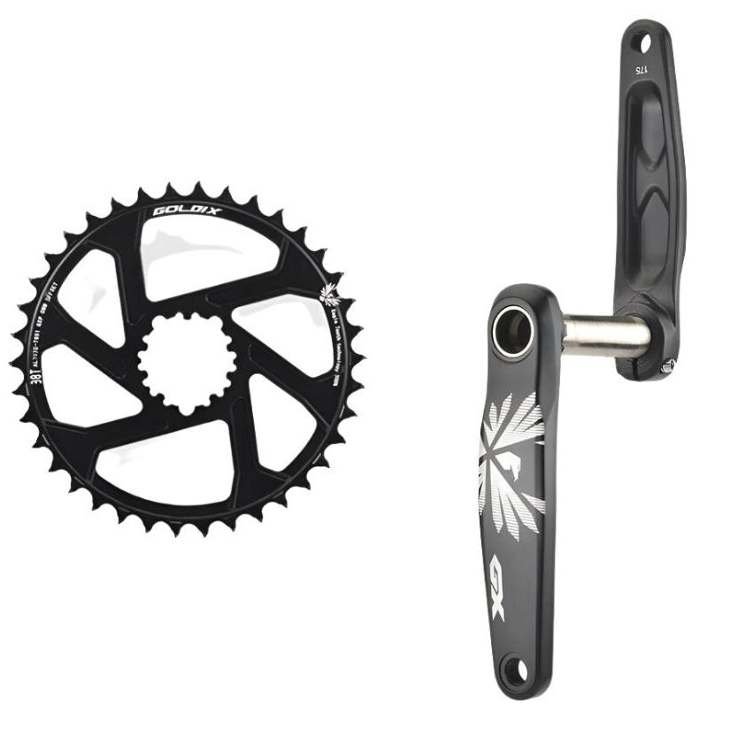 GOLDIX GX Bicycle Crankset 170/175mm Crank Install Directly GXP 0mm Offset Chainring 30/32/34/36/38T Mountain Bike Crankset-WAYBIKER
