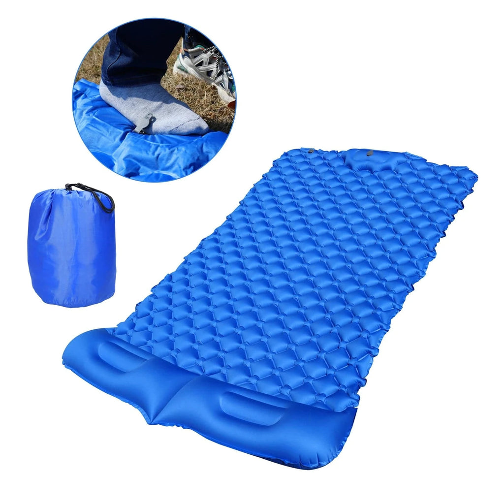 Camping Inflatable Mat Outdoor TPU Sleeping Pad with Pillow Folding Mattress Ultralight Air Cushion Hiking Travel Tent Equipment-WAYBIKER