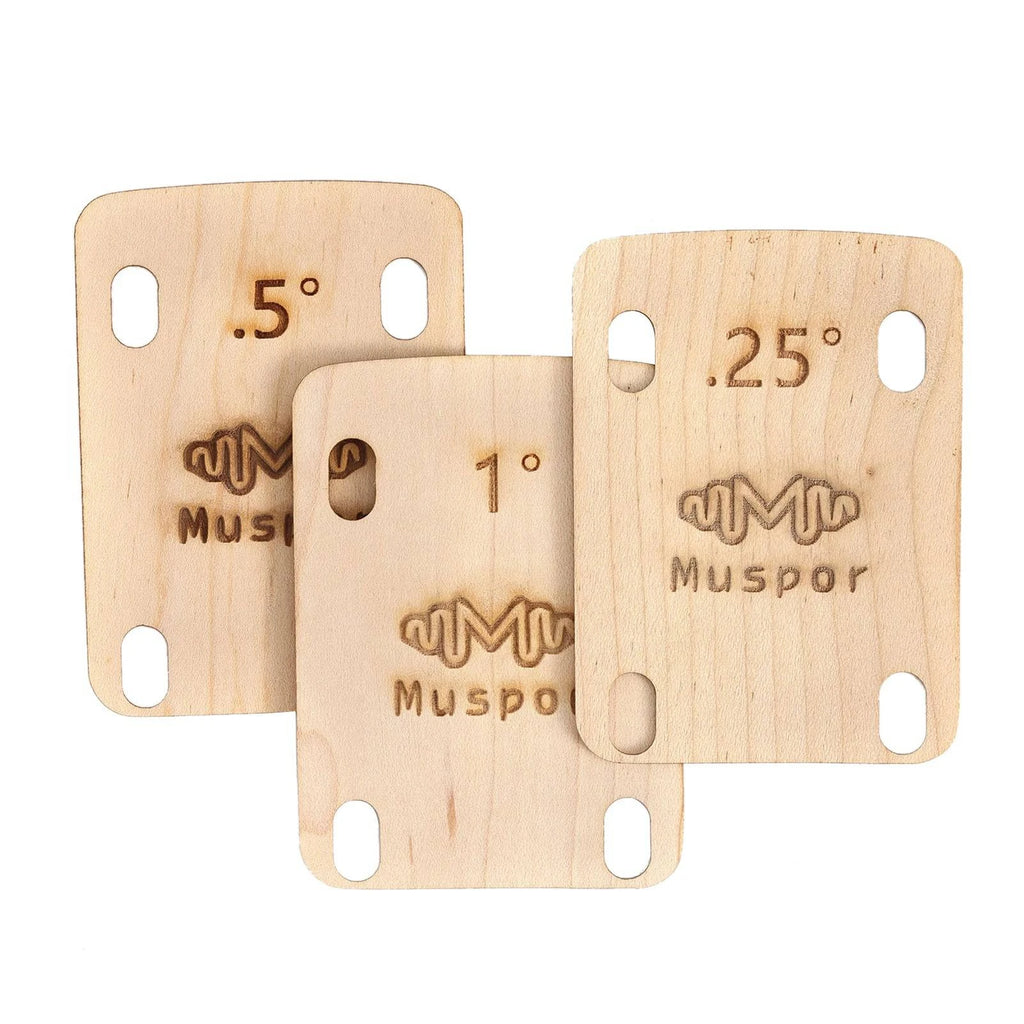 Muspor MX0360D 3pcs Guitar Neck Shims 0.25 0.5 1 Degree Wooden Shims Set for Bolt-on Neck Bolts for Guitar Accessories-WAYBIKER