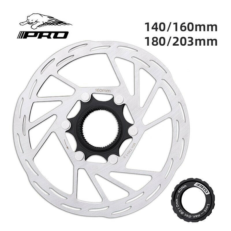 IIIPRO Bicycle Hydraulic Disc Brake Rotor 140/160/180/203mm Center Lock Rotor Mountain Bike Brake Rotor With Lock Ring