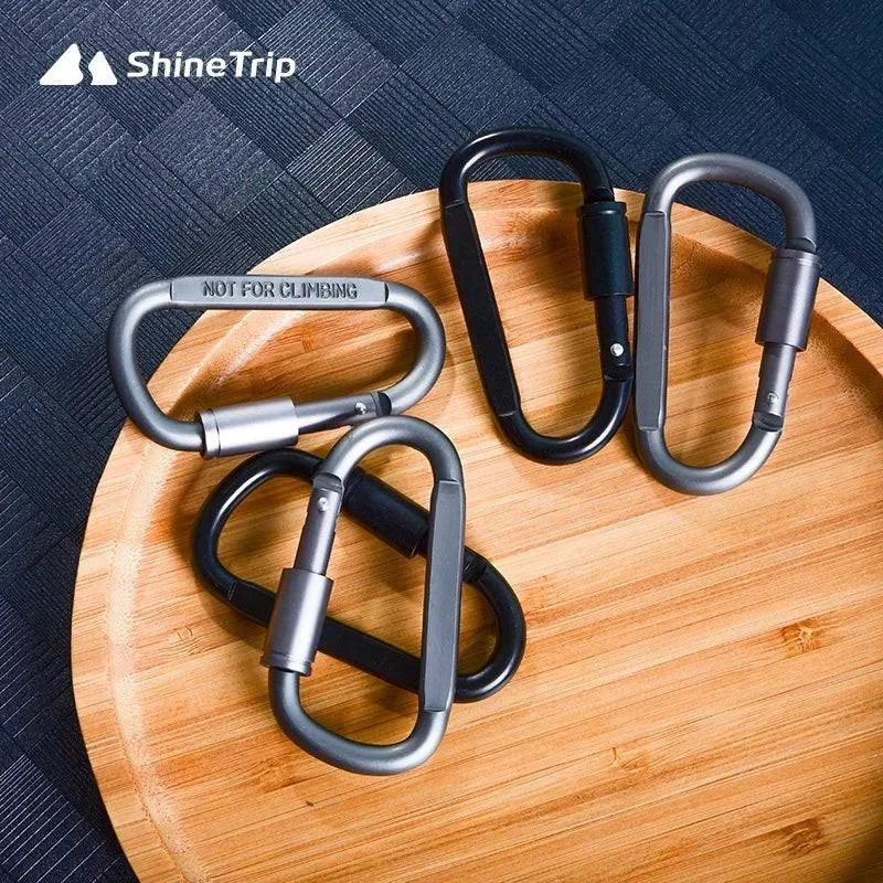 ShineTrip Aluminum Alloy D-type Quick Hanging Buckle with Lock Hook Multifunctional Mountaineering Buckle Backpack Buckle-WAYBIKER