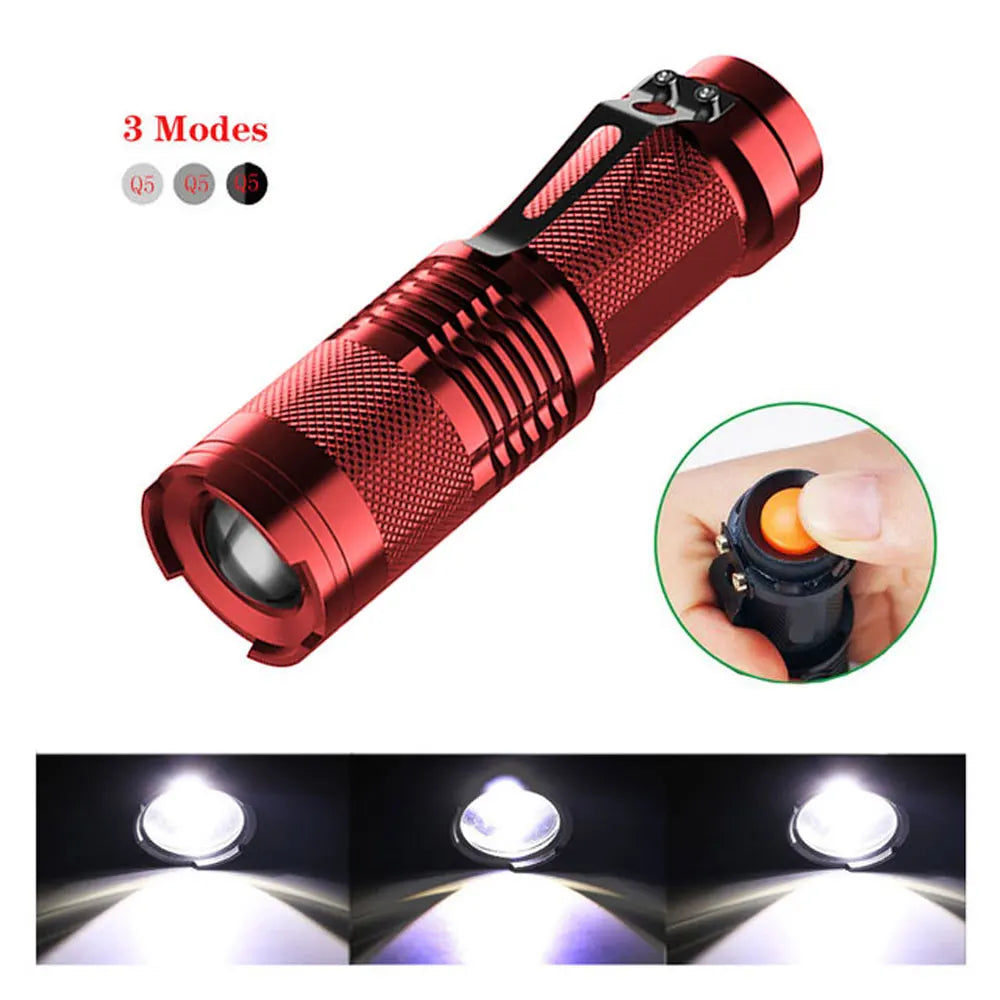 Mini Portable Working Flash lamp 380LM Q5 LED Flashlight Zoomable torch flashlight Lighting lantern Use AA 14500 Battery Light-WAYBIKER