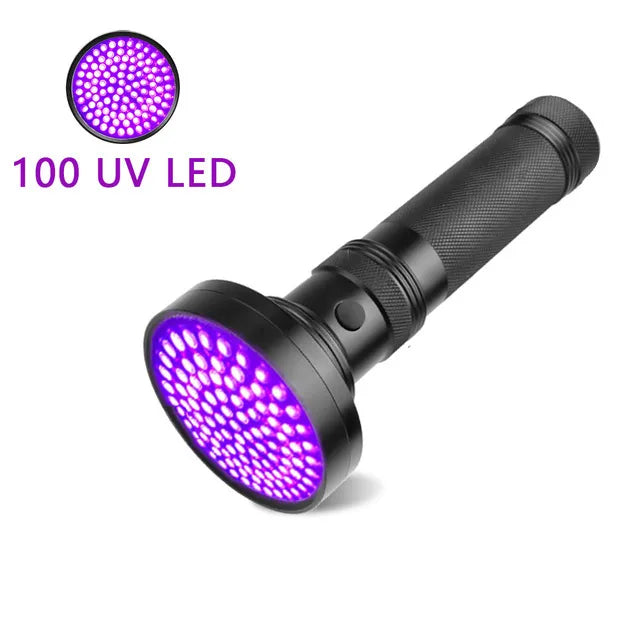 UV 100LED Edc Light Purple Light Blacklights 395nm UltraViolet Portable Handheld Flashlight LED Torch Detector for Pet Urine-WAYBIKER