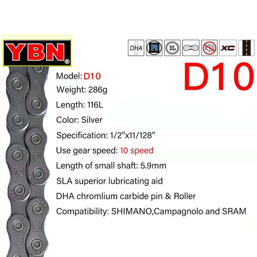 YBN Bike Chain 8S 9S 10S 11S 12S Bicycle Chain 8/9/10/11/12 Speed Road MTB Crankset 8 9 10 11 12s Derailleur 116L-WAYBIKER