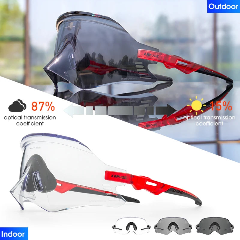 Kapvoe-Photochromic Sports Sunglasses for Man Road MTB Bicycle Glasses Riding Goggle Sports Eyewear Bike Women Cycling Glasses