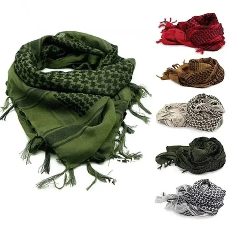 Arab Square Scarf Muslim Shawl Plaid Stripe Printed Outdoor Scarf Wind and Sand Neck Cover-WAYBIKER