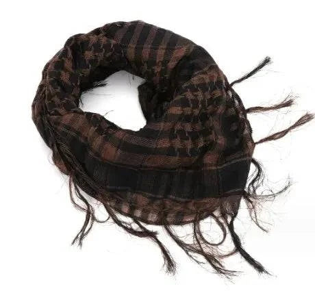 Arab Square Scarf Muslim Shawl Plaid Stripe Printed Outdoor Scarf Wind and Sand Neck Cover-WAYBIKER