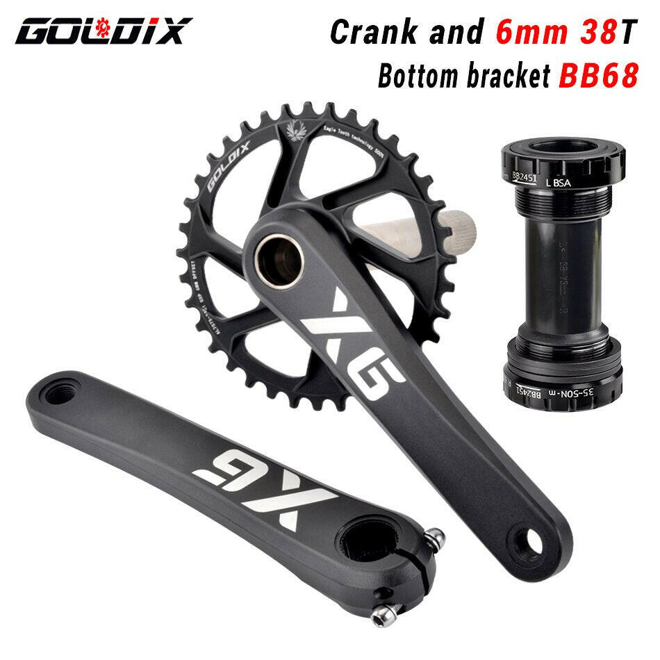 GOLDIX BIcycle Crankset 170/175mm Length Forging Crank Wide and Narrow Teeth Chainring 30/32/34/36/38T GXP Install Directly-WAYBIKER