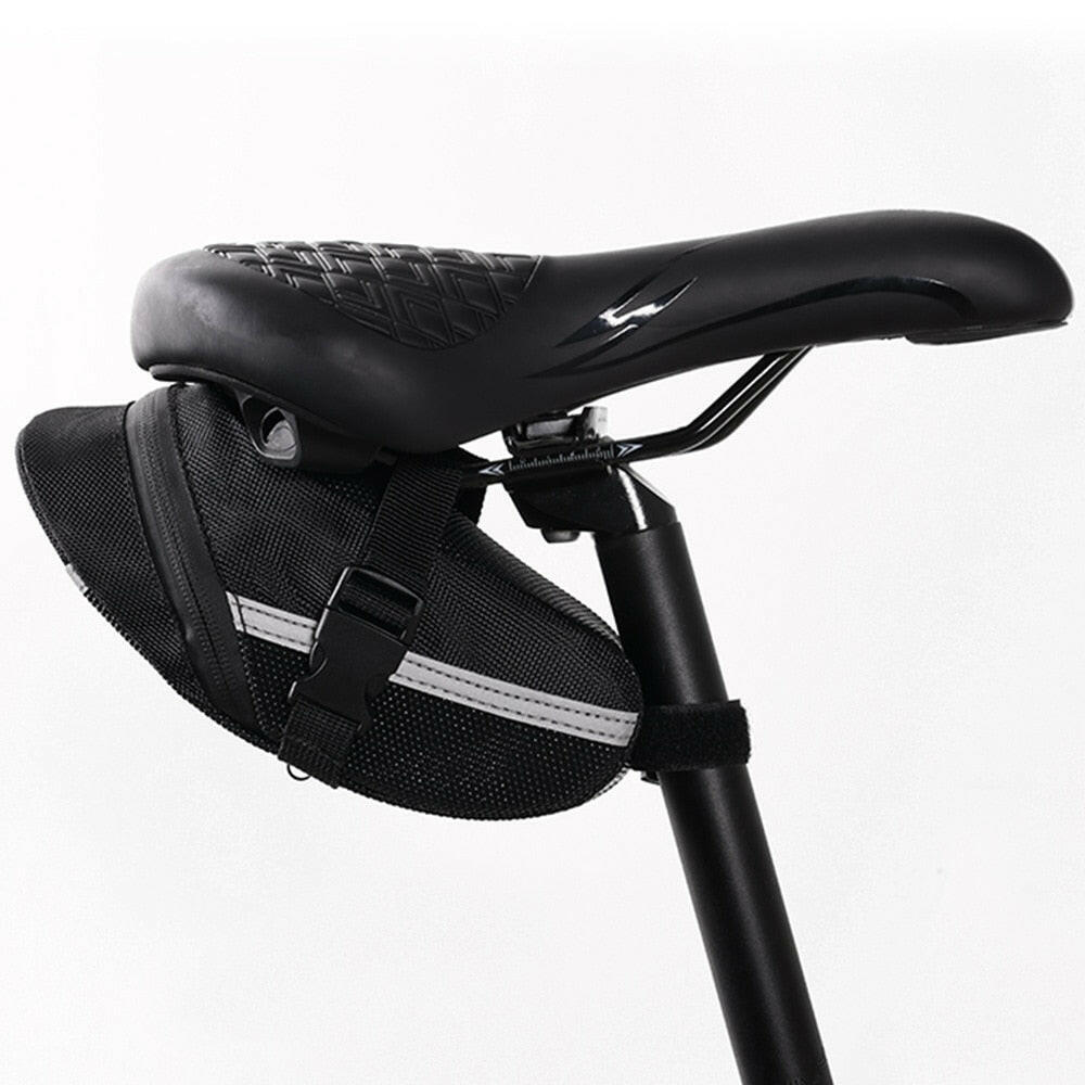 Bike Saddle Bag 0.8L Small Waterproof Storage Black Tail Rear Pack Accessory Kit Tool Reflective MTB Road Bicycle Bag-WAYBIKER