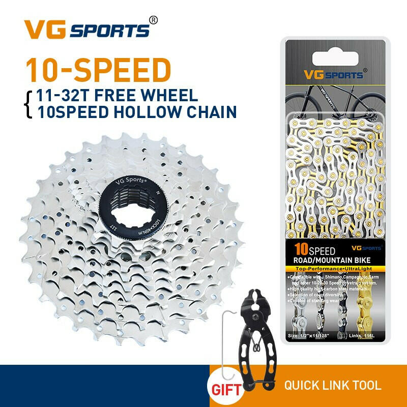 VG Sports 8 9 10 11 Speed Velocidade Bicycle Freewheel Road Bike Sprocket Cassette 9v 10v 11v+EL Bike Chain+Quick Link Tool Set-WAYBIKER