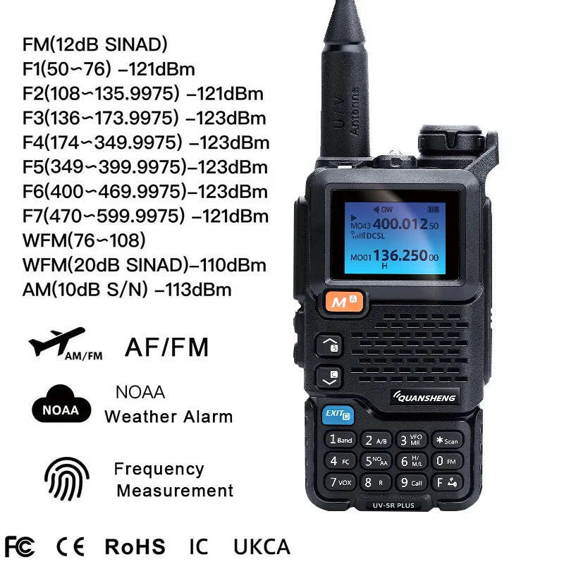 Quansheng UV5Rplus walkie-talkie full-band aviation band hand-held outdoor automatic one-button frequency matching go on road tr-WAYBIKER