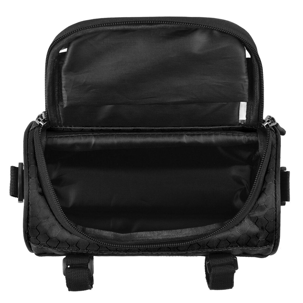 Bike Handlebar Bag Bicycle Front Frame Storage Bag Mobile Phone Mount Bag with Removable Shoulder Strap-WAYBIKER